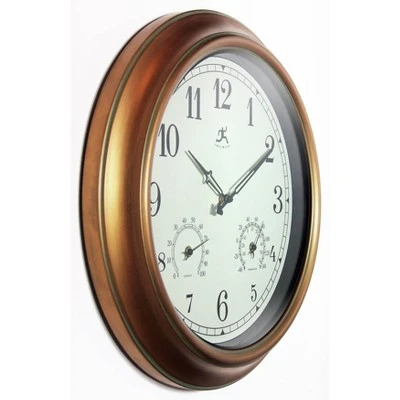 18" Craftsman Round Wall Clock/Thermometer Bronze - Infinity Instruments 4 18" Craftsman Round Wall Clock/Thermometer Bronze - Infinity Instruments - Image 2