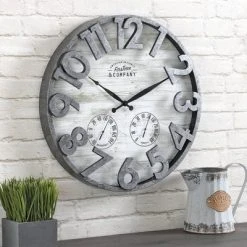 Sherwood Shiplap Farmhouse Outdoor Wall Clock - FirsTime Brown