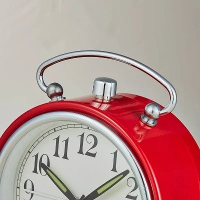 Hearth & Hand With Magnolia Metal Alarm Clock Red/Silver - Hearth & Hand™ with Magnolia 4 Hearth & Hand With Magnolia Metal Alarm Clock Red/Silver - Hearth & Hand™ with Magnolia - Image 2