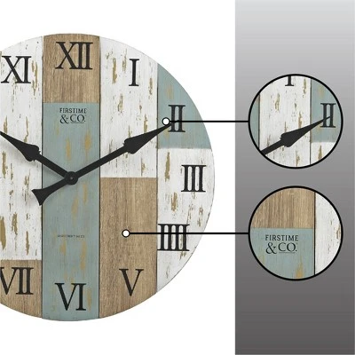27" Timberworks Farmhouse Wall Clock Aged Teal/Shabby White - FirsTime & Co. 6 27" Timberworks Farmhouse Wall Clock Aged Teal/Shabby White - FirsTime & Co. - Image 4