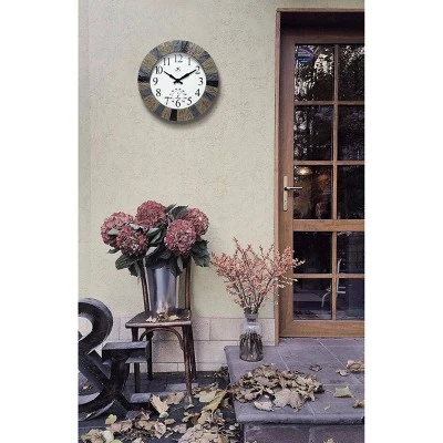 13" Faux Slate Stone Mosaic Indoor/Outdoor Wall Clock - Infinity Instruments 6 13" Faux Slate Stone Mosaic Indoor/Outdoor Wall Clock - Infinity Instruments - Image 4