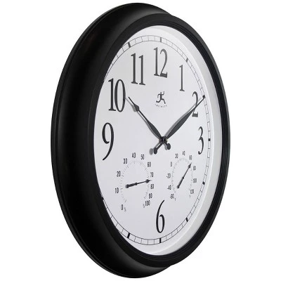 24" Classic Outdoor Wall Clock Black - Infinity Instruments 4 24" Classic Outdoor Wall Clock Black - Infinity Instruments - Image 2