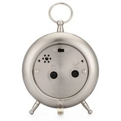 Classic Vintage Distressed Dial Table Clock with Top Ring Metal Case Nickel - Westclox