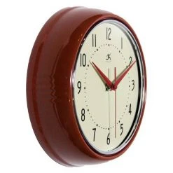 9.5" Retro Metal Wall Clock Red - Infinity Instruments