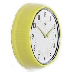 9.5" Metal Retro Wall Clock Yellow - Infinity Instruments