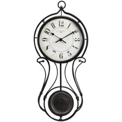 9" x 20" Harwich Pendulum Wall Clock Black - FirsTime