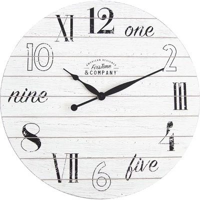 27" Shiplap Chic Farmhouse Wall Clock Aged White - FirsTime & Co. 3 27" Shiplap Chic Farmhouse Wall Clock Aged White - FirsTime & Co.