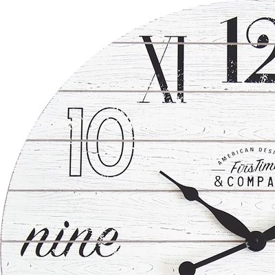 27" Shiplap Chic Farmhouse Wall Clock Aged White - FirsTime & Co. 4 27" Shiplap Chic Farmhouse Wall Clock Aged White - FirsTime & Co. - Image 2