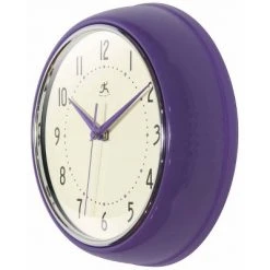 9.5" Retro Metal Wall Clock Purple - Infinity Instruments