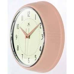 9.5" Retro Metal Wall Clock Pink - Infinity Instruments