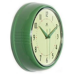 9.5" Retro Metal Wall Clock Green - Infinity Instruments