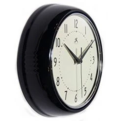 9.5" Retro Metal Wall Clock Black - Infinity Instruments