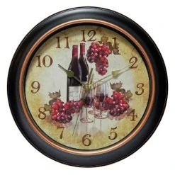 Infinity Instruments Lightweight Quartz Movement Pinot Wine Grapes 12-Inch Metal Wall Clock