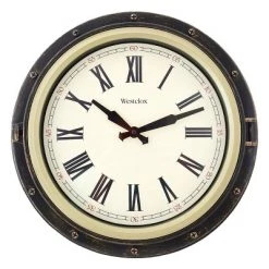 15.75" Framed Wall Clock Black/Gold - Westclox